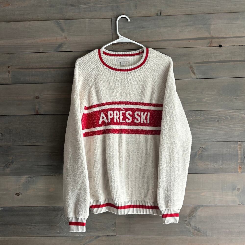 BAREFOOT DREAMS | CozyChic Après Ski Pullover Cream/Red Size 02 EUC